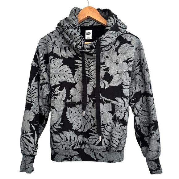 NSF Tropical Hawaiian Botantical Black Gray Sweatshirt Hoodie small - Picture 1 of 9